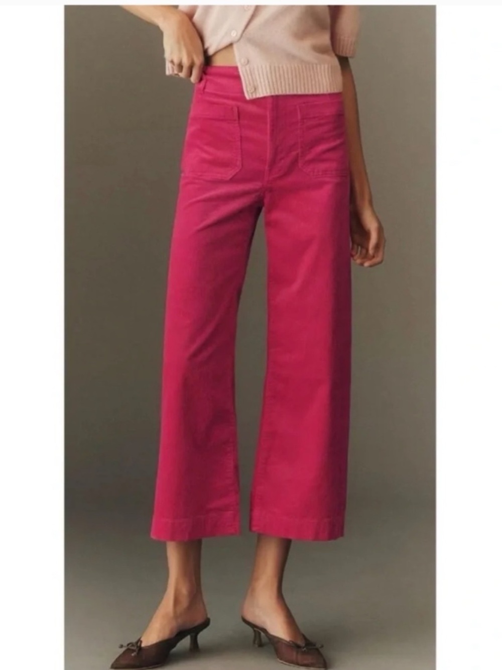 Anthro Maeve Colette Corduroy Wide-Leg Crop Pants Size 26 NWT